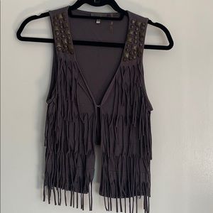 Bejeweled fringe vest